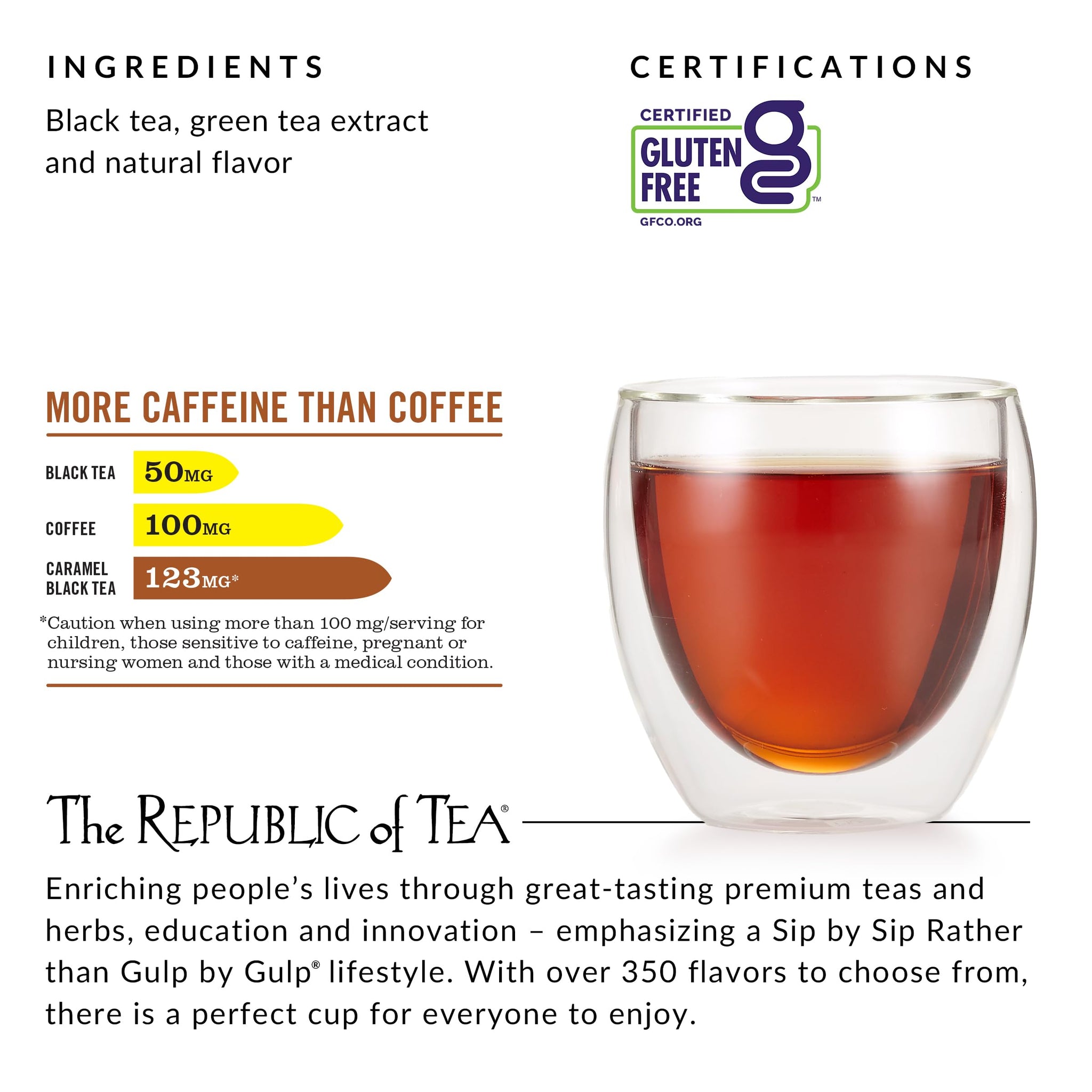 The Republic of Tea - HiCAF Caramel Black Tea, 50 Tea Bags, High in Caffeine