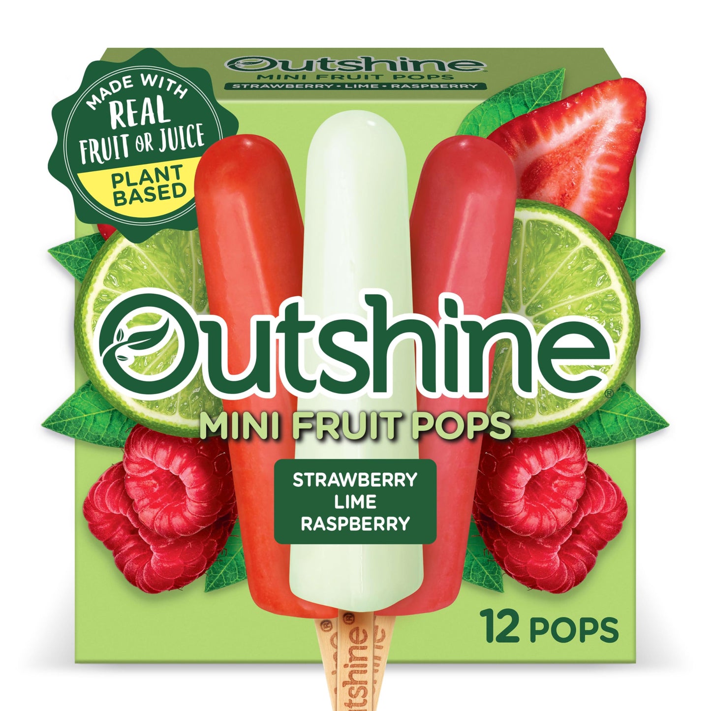 Outshine Fruit Ice Bars, Strawberry Lime & Raspberry, 18 Fl Oz Box