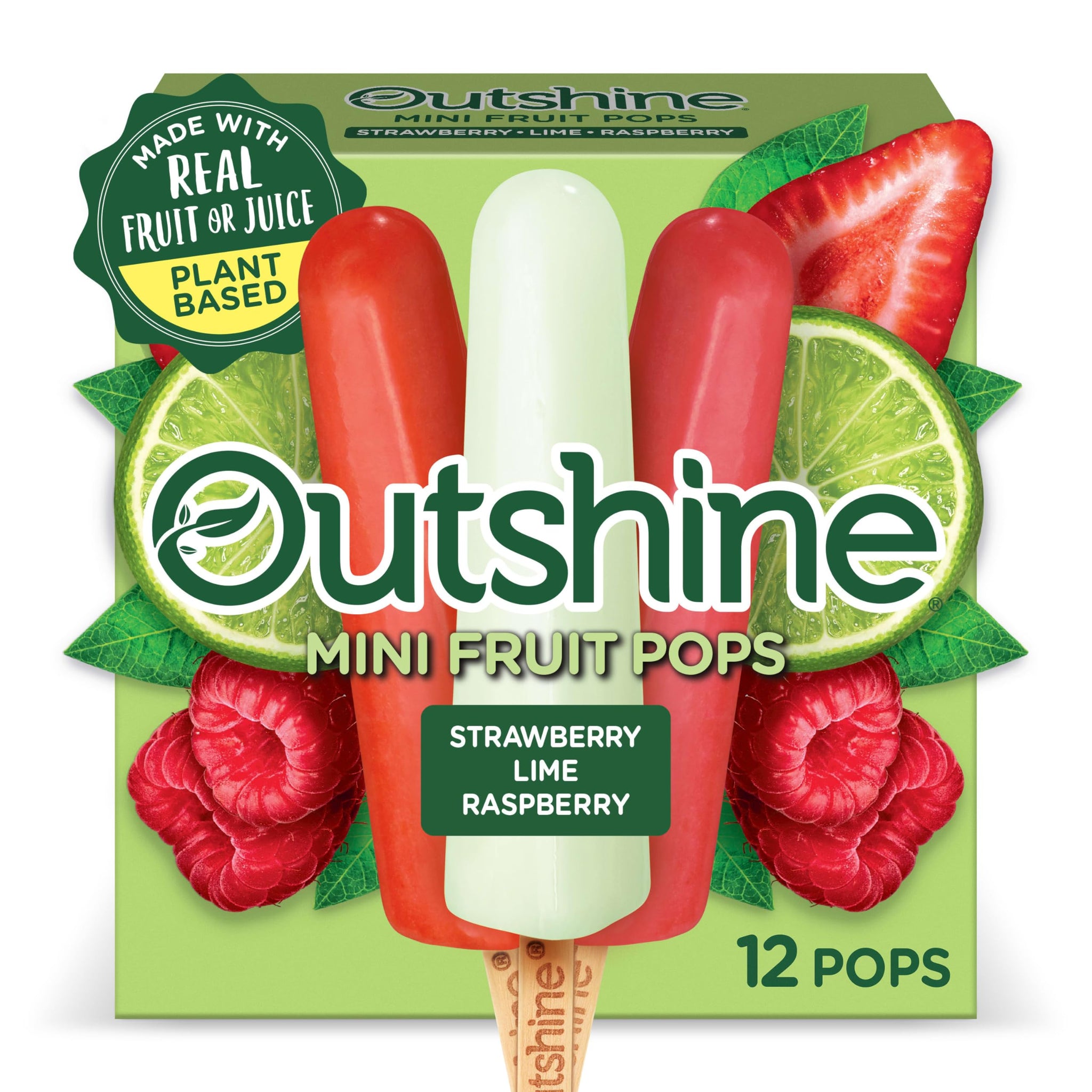 Outshine Fruit Ice Bars, Strawberry Lime & Raspberry, 18 Fl Oz Box