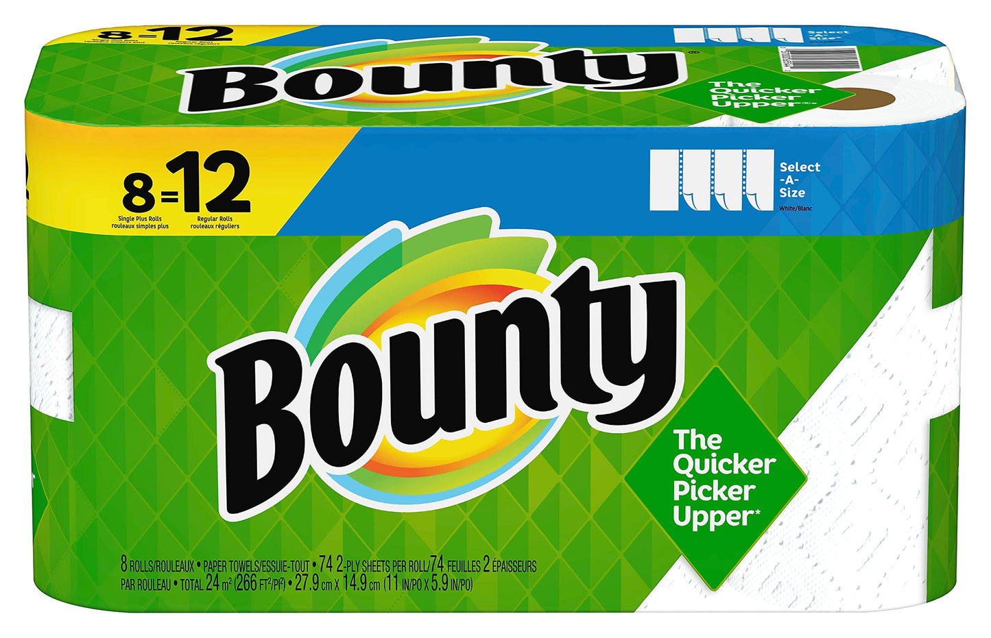 Bounty - Paper Towels - Select-A-Size Paper Towels - 9.49" x 19.02" x 10.98" - 19.02" x 10.98" x 9.49" - White