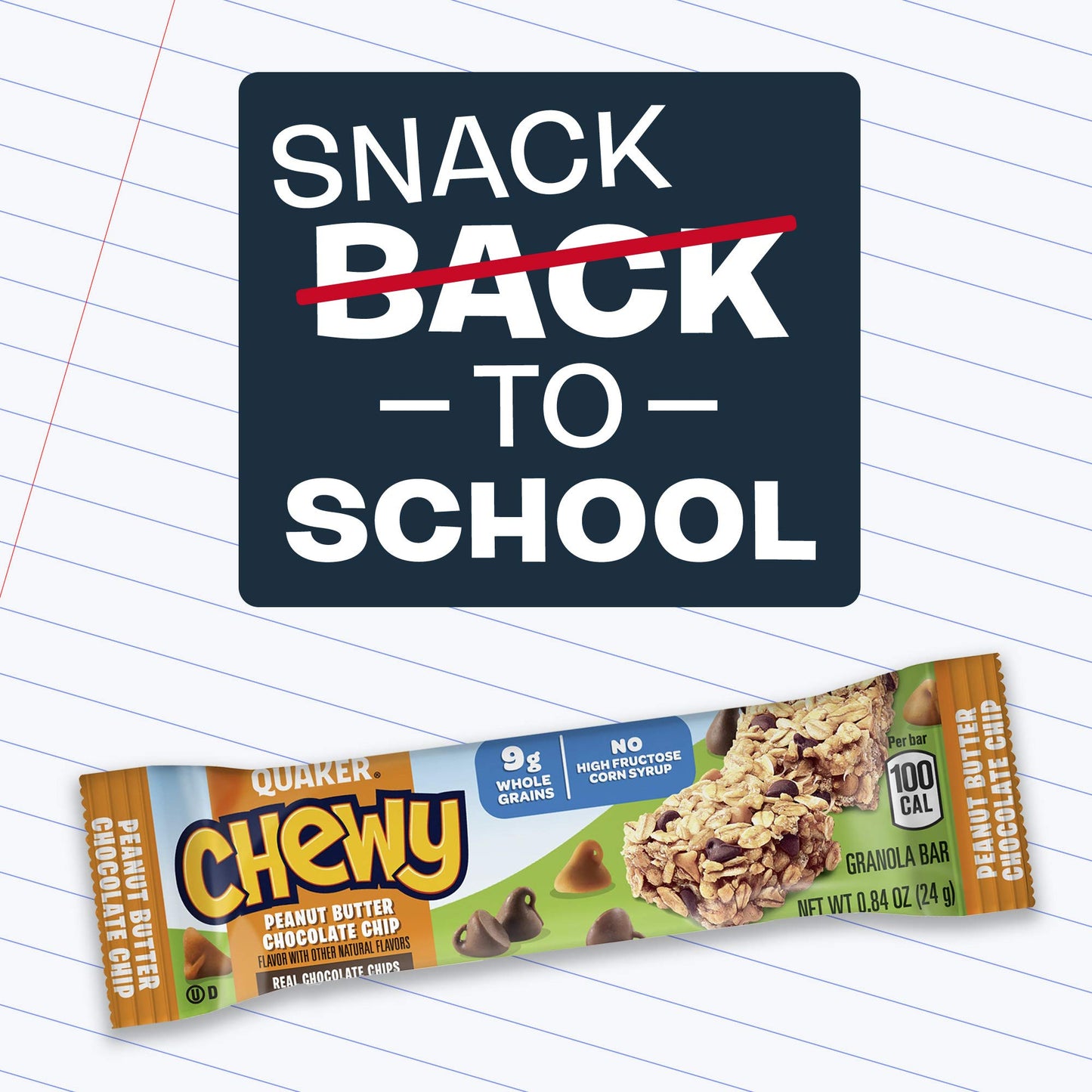 Quaker Chewy Granola Bar Peanut Butter Chocolate Chip Granola Bars, 0.84 Oz, 8 Ct
