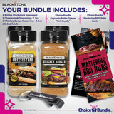 Blackstone Cheesesteak & Whiskey Burger Seasoning - Gourmet Griddle Premium BBQ Barbecue Rub 4 Pk Choice Bundle (33.8 oz) + BBQ Guide & Bottle Opener