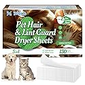 Pet Hair Dryer Sheets (150 Count), Pet Hair Remover for Laundry, Lint Guard Dryer Sheet 3X Repels Dog and Cat Hair & Lint, Fragrance-Free Fabric