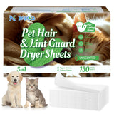Pet Hair Dryer Sheets (150 Count), Pet Hair Remover for Laundry, Lint Guard Dryer Sheet 3X Repels Dog and Cat Hair & Lint, Fragrance-Free Fabric