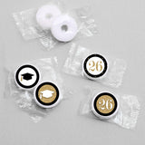 Big Dot of Happiness 2026 Gold Graduation Party Round Candy Sticker Favors - Labels Fit Chocolate Candy (1 Sheet of 108)