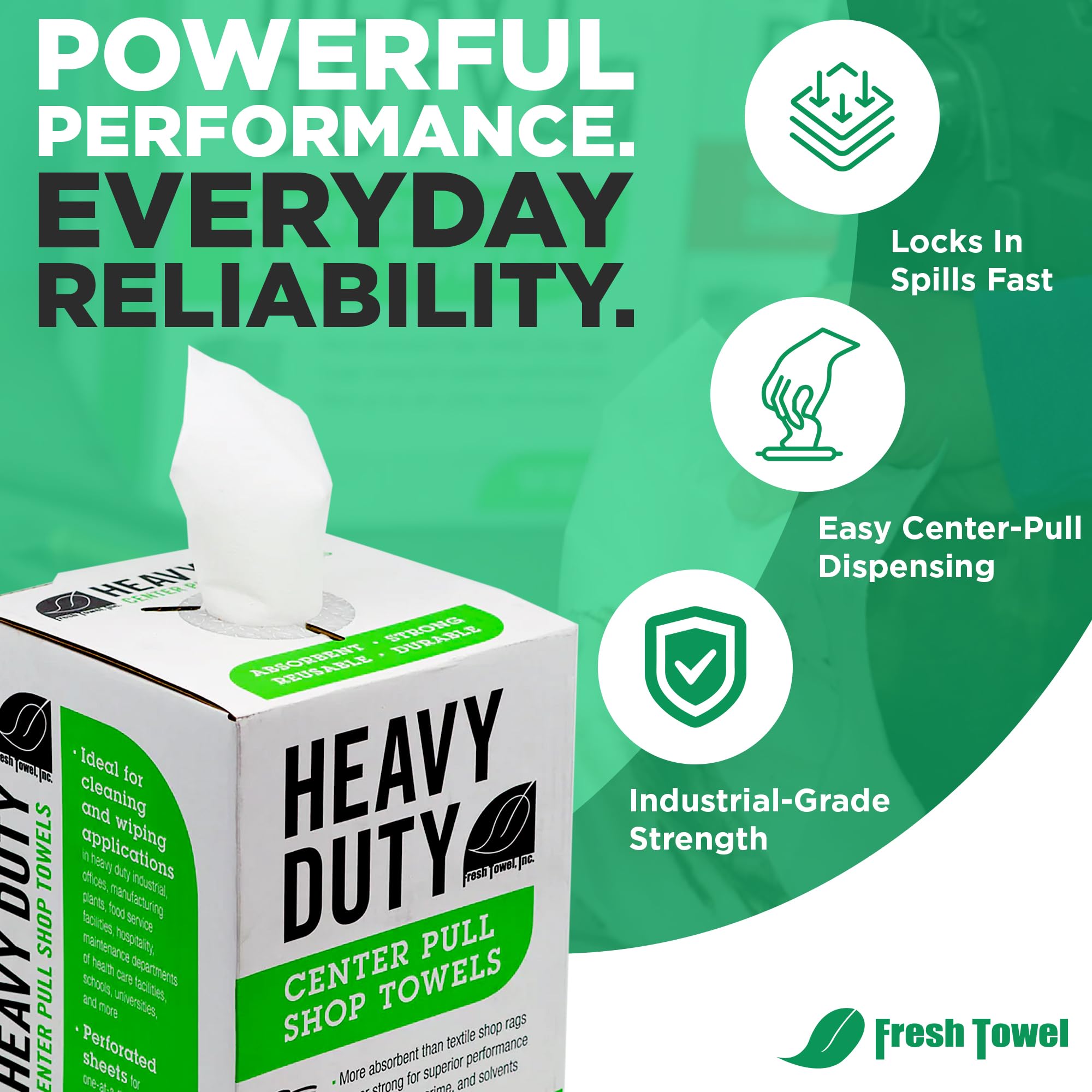 Fresh Towel Heavy Duty White Shop Towels 160 Sheets, 9x12 Inch Disposable Center Pull Shop Rags for Painters, Contractors, Automotive and Garage