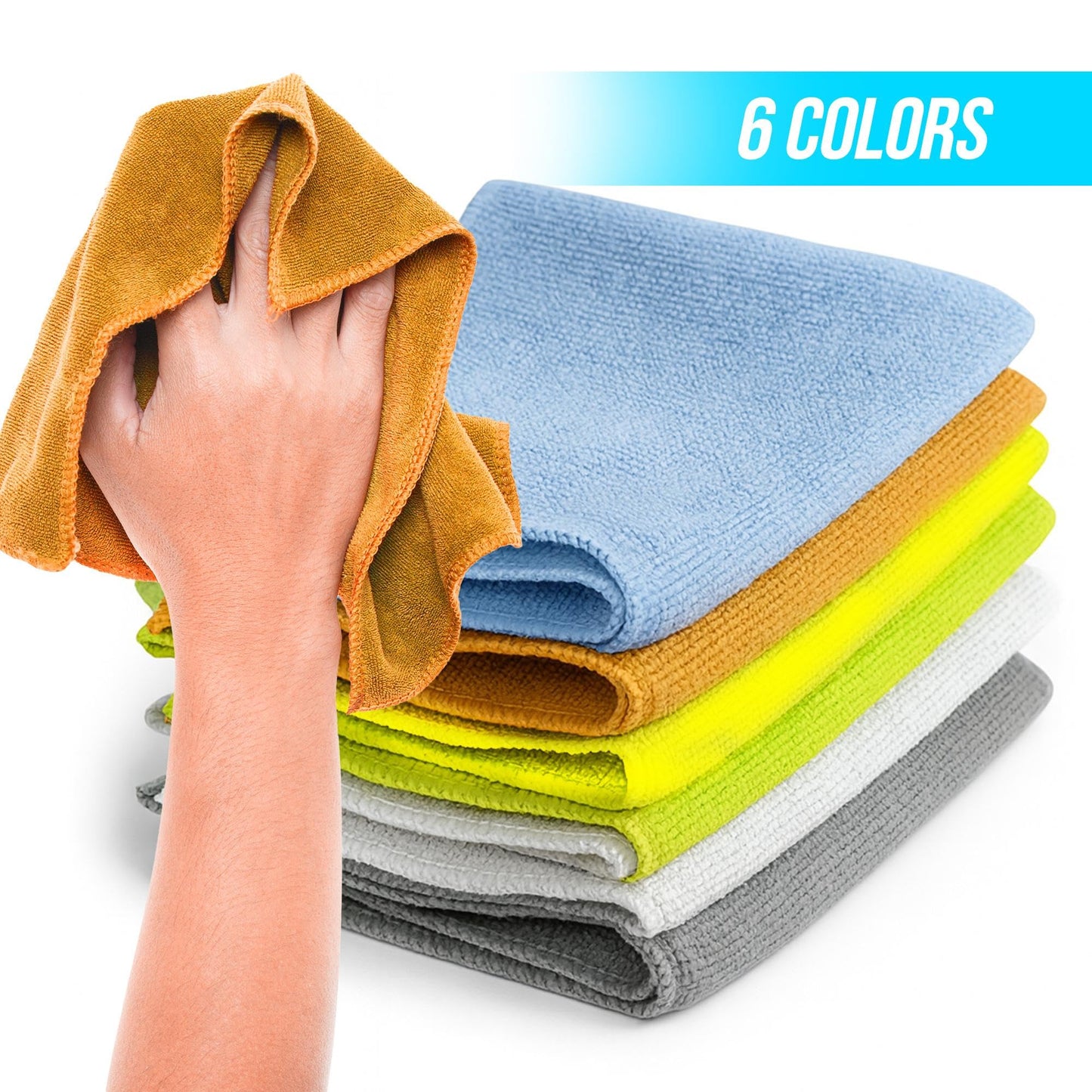 ROMERIZA INC. 6?Pack Microfiber Cleaning Cloths - Reusable, Lint?Free Multi?Color Towels for Kitchen, Car, Glass & Bathroom, Machine?Washable