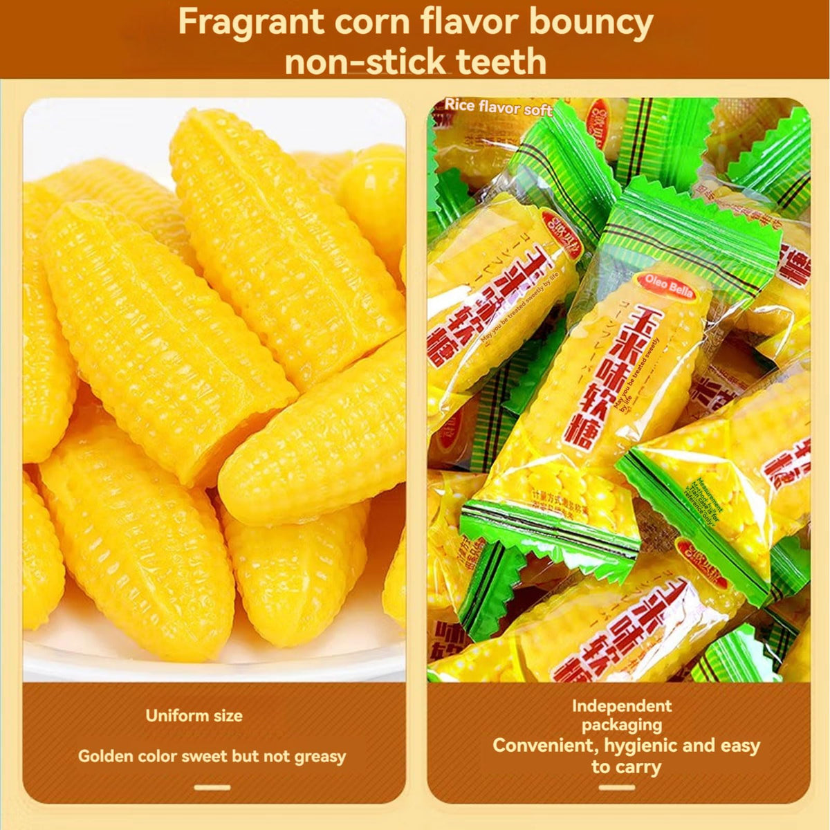 Candy Bulk Corn 17.6oz/500g, Sweet Corn Flavor Soft Candy