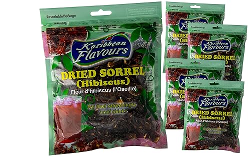 Premium Sorrel (5 pack) Hibiscus Flower Whole Petal 3 Oz (pack of 5) - Flor de Jamaica, Zobo Flower perfect for Tea and Mexican Agua Fresca - Makes