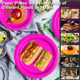 CENLBJ 10inch Hot Pink Paper Plates 400GSM,Disposable Party Dinner Plates,100PCS for Birthday,Girls Day,Baptism,Holiday Celebrations