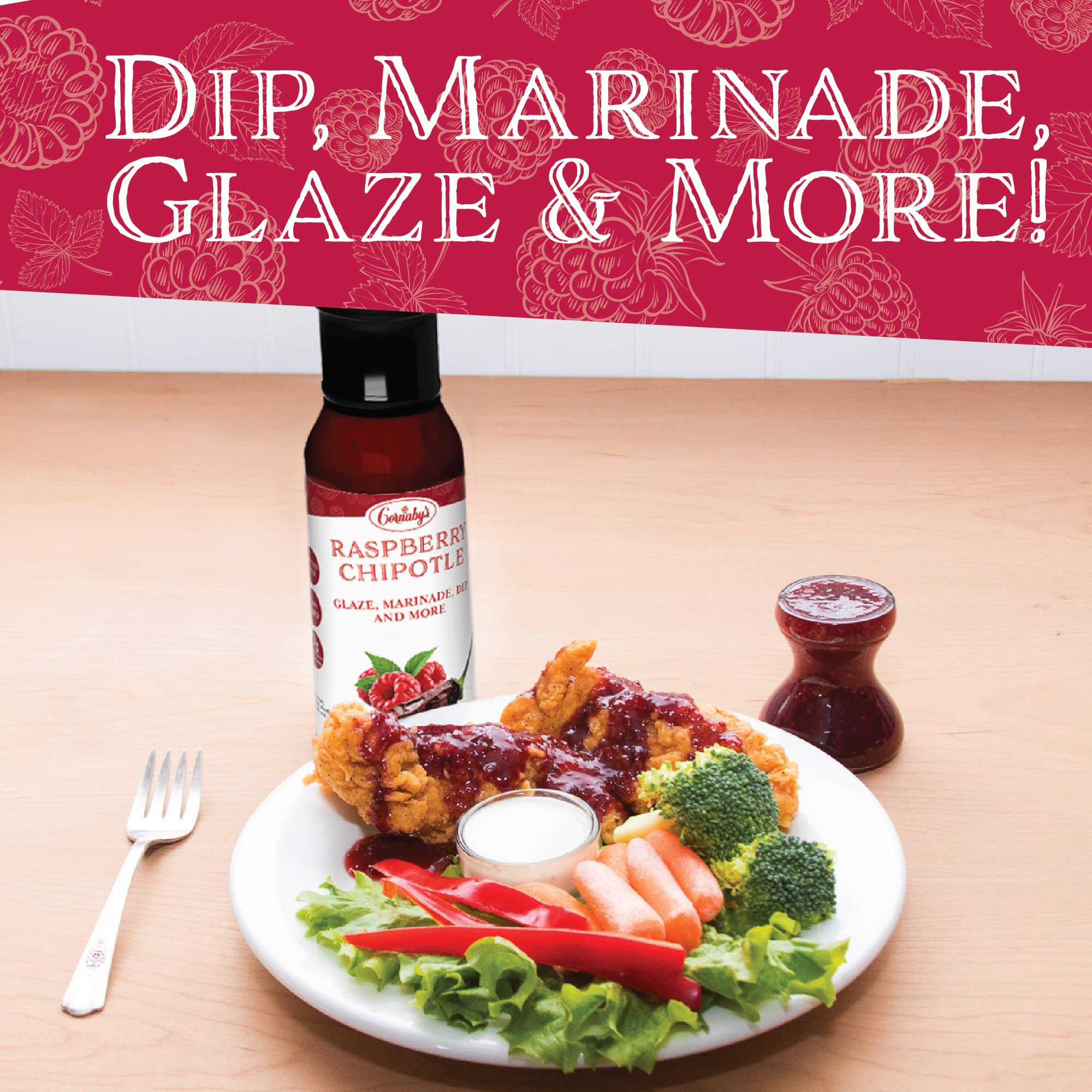Cornaby’s Raspberry Chipotle Spicy Sauce (14.9 oz.) Pack of 1 | Perfect Combination of Sweet and Spicy | Smoky Grilling Sauce for Chicken, Steak