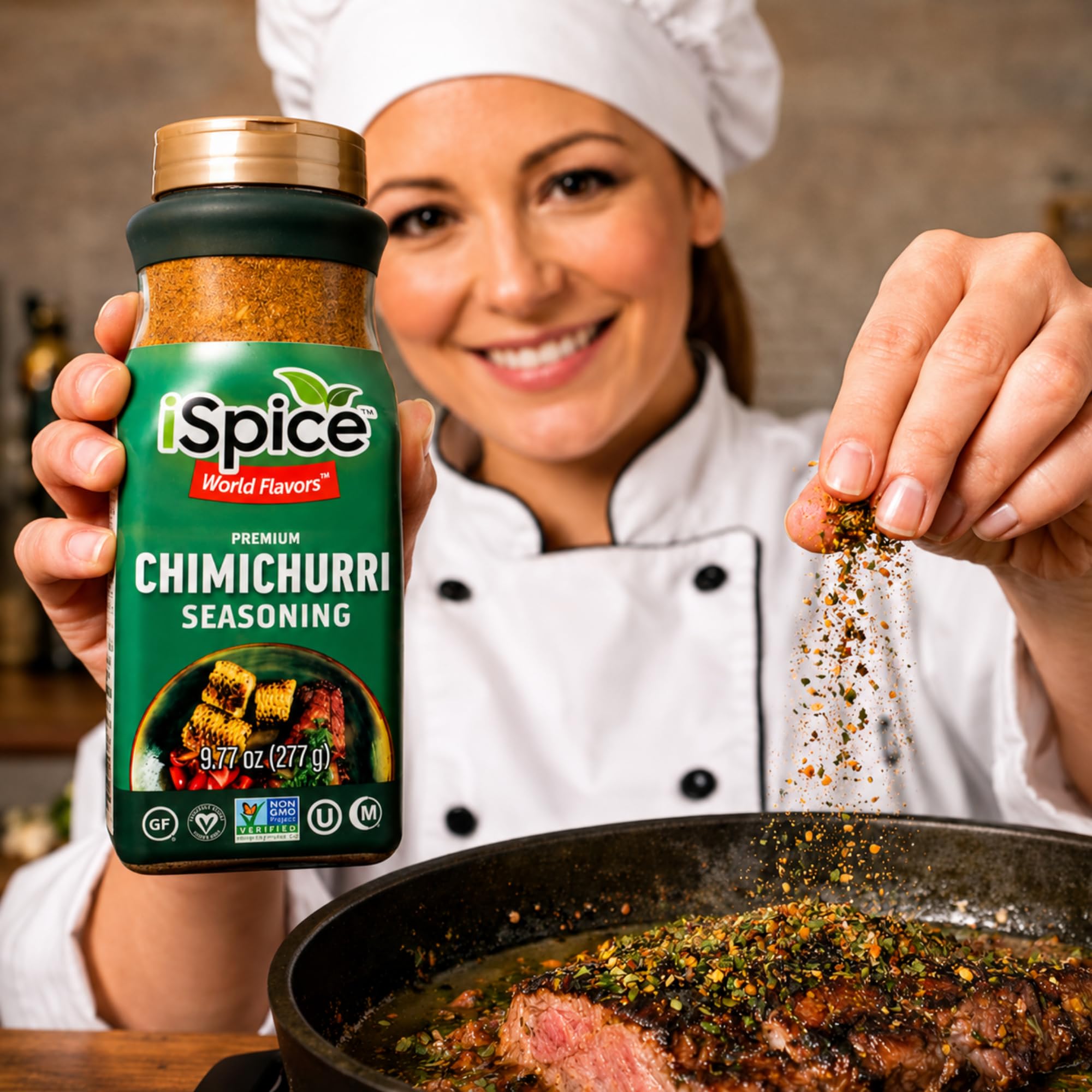 iSpice Blend | Chimichurri Seasoning | 9.77 oz | Mixed Spice & Seasoning | Bulk Size | Halal | Kosher (Chimichurri)