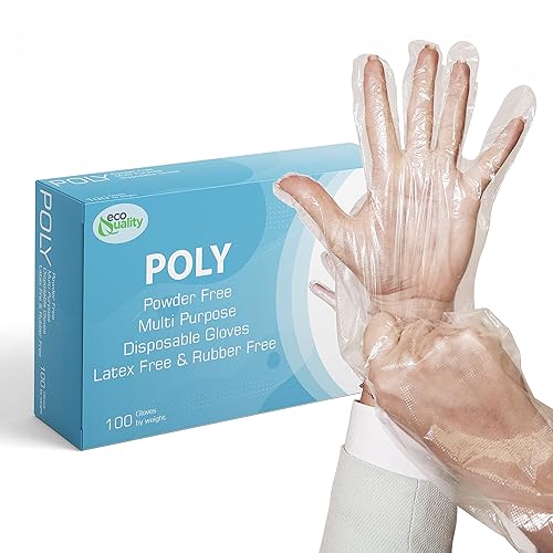 EcoQuality Disposable Food Preparation Poly Gloves 2500 Count - One Size Fits All BPA FREE - Food Grade PE Disposable Gloves Latex & Powder Free (5
