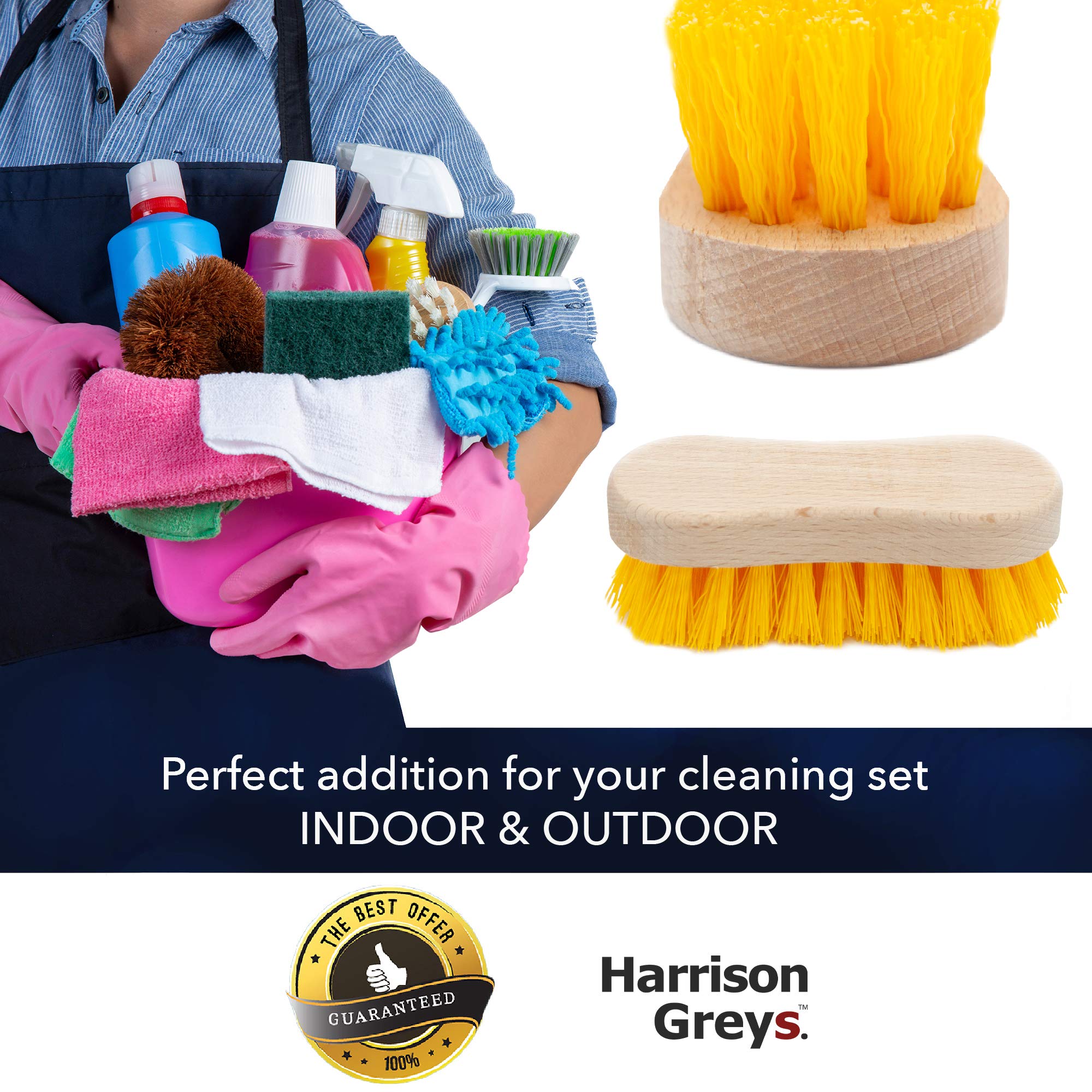 Stiff Bristle Brush - Scrub Brush for Deep Cleaning, Hand Brush with Hard Bristles, Utility Nylon Brush for Indoor and Outdoor, Wooden Boot Hand