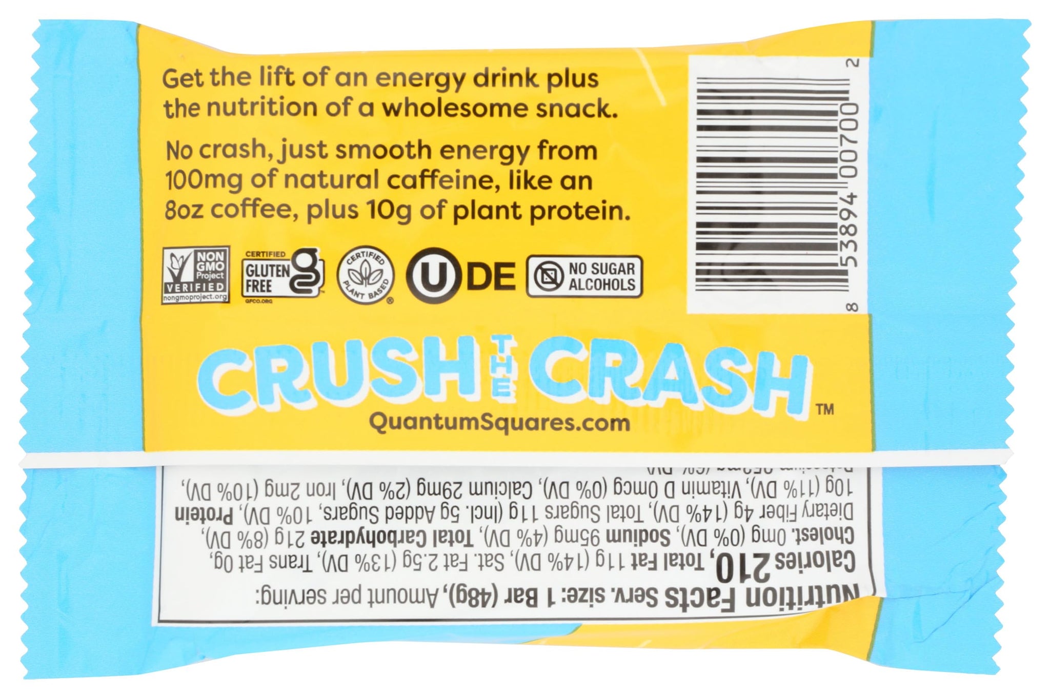 QUANTUM Peanut Butter Dark Chocolate Coffee Infused Energy Bar, 1.69 OZ