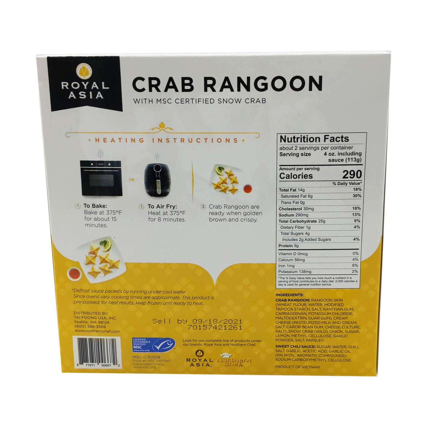 Royal Asia Crab Rangoon, 6.6 OZ