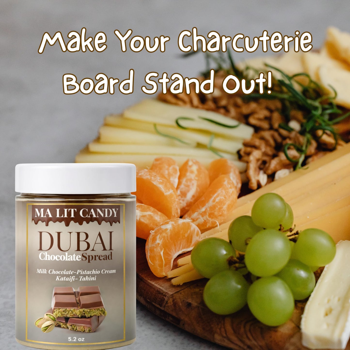 Dubai Chocolate Jar - 5.2 oz - Chocolate Kataifi Pistachio Cream with Tahini - Dubai Chocolate Bar Spread for Waffles & Pancakes, Desserts, & Gourmet