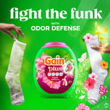Gain Plus Flings Liquid Washing Detergent Pods, Gain's Best Clean, All-In-One, Happy Hibiscus Scent Laundry Pacs, 45 Count (Packaging May Vary)