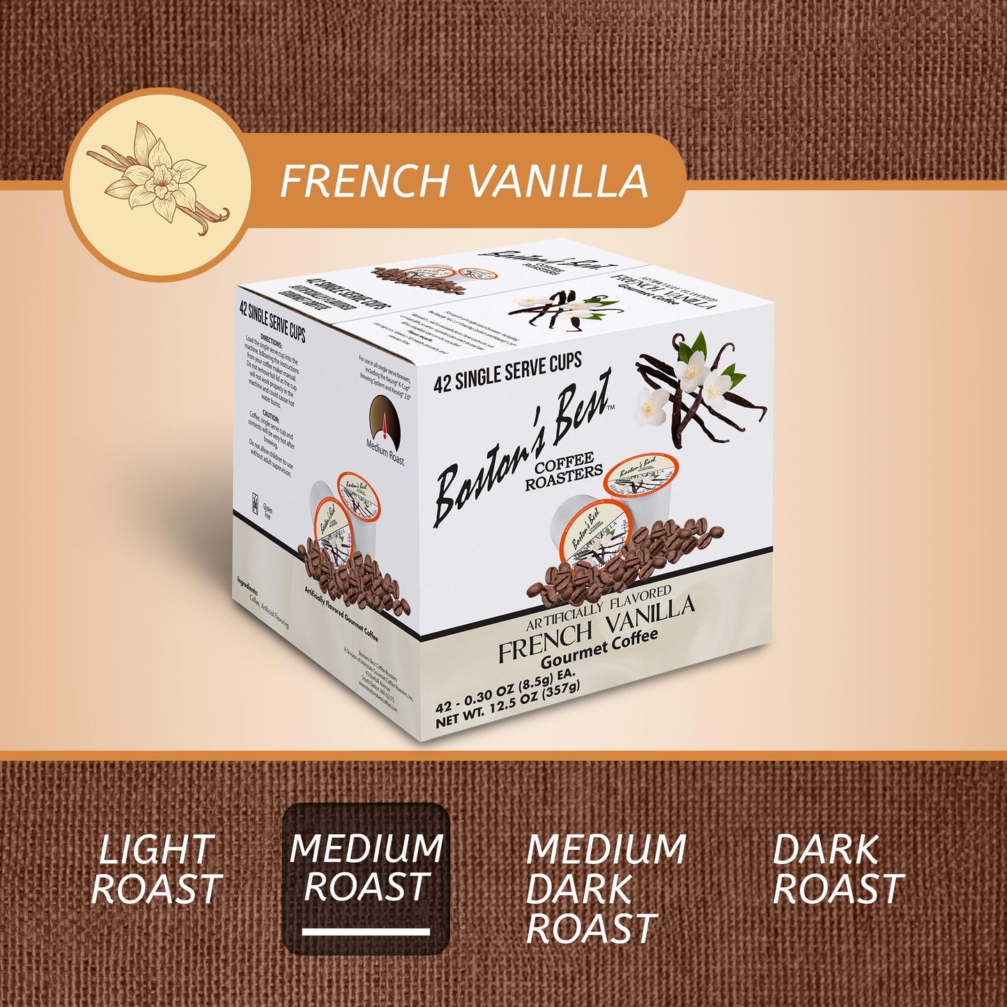 Boston’s Best - French Vanilla Flavored - Medium Roast - Single Serve Coffee Pods, Compatible with Keurig Brewers - 42 Pods