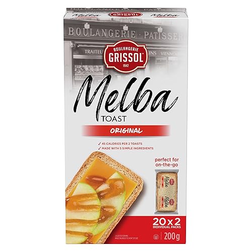 Boulangerie Grissol Melba Toast, Original, Perfect-for-on-the-go (20x2 individual packs), 200g/7.1 oz