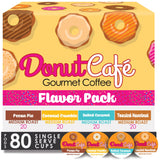 Donut Café - Gourmet Coffee Medium Roast Flavored Variety Pack - Pecan Pie, Coconut Crumble, Salted Caramel, Toasted Hazelnut - Single Serve Coffee