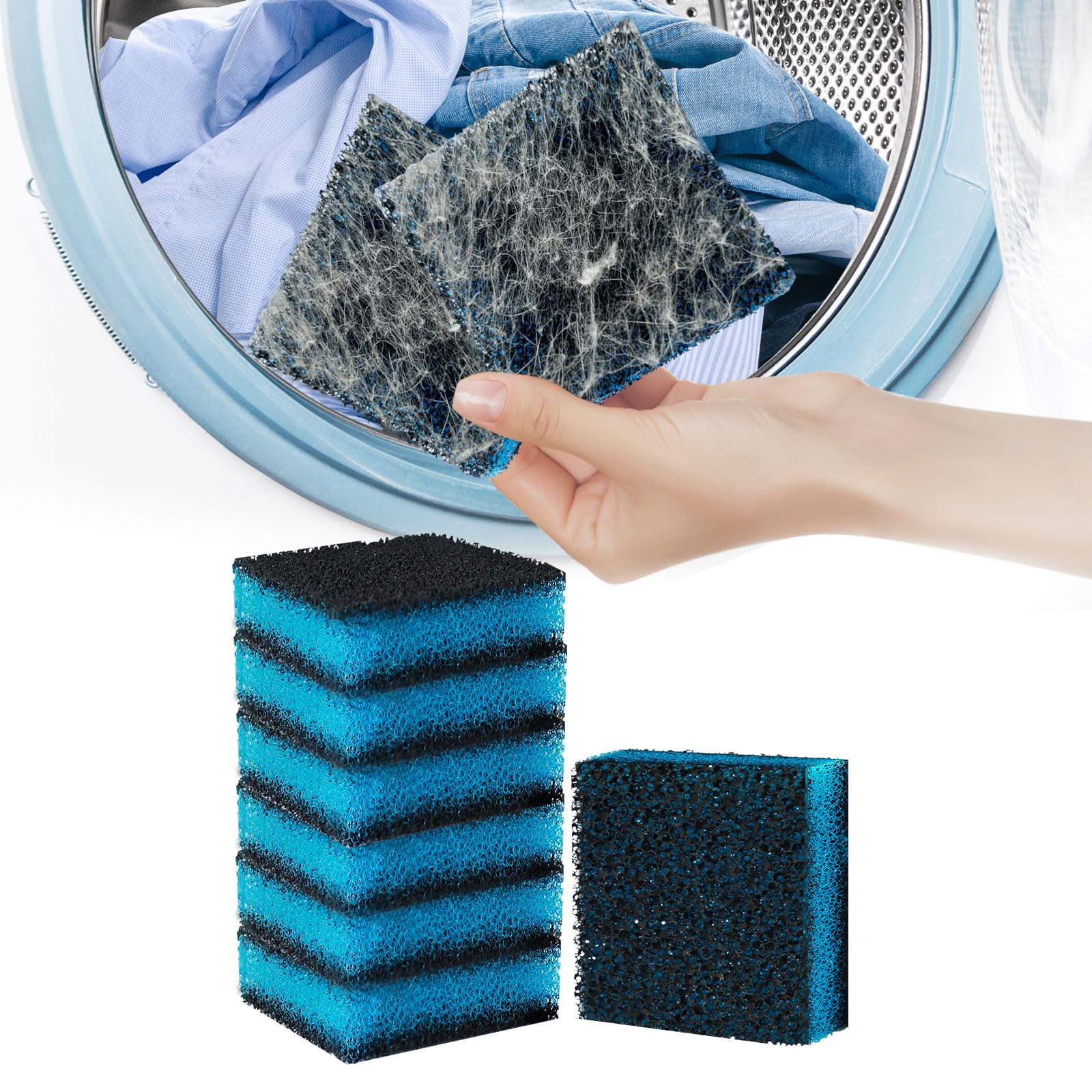Pet Hair Remover for Laundry - Upgraded 6 Pack, Reusable Dog and Cat Hair Catcher for Washing Machine and Dryer, Removes Pet Fur from Clothes