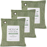 Moso Natural Air Purifying Bag 200g (3 Pack). A Scent Free Odor Eliminator for Cars, Closets, Bathrooms, Pet Areas. Premium Moso Bamboo Charcoal Odor