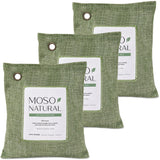 Moso Natural Air Purifying Bag 200g (3 Pack). A Scent Free Odor Eliminator for Cars, Closets, Bathrooms, Pet Areas. Premium Moso Bamboo Charcoal Odor