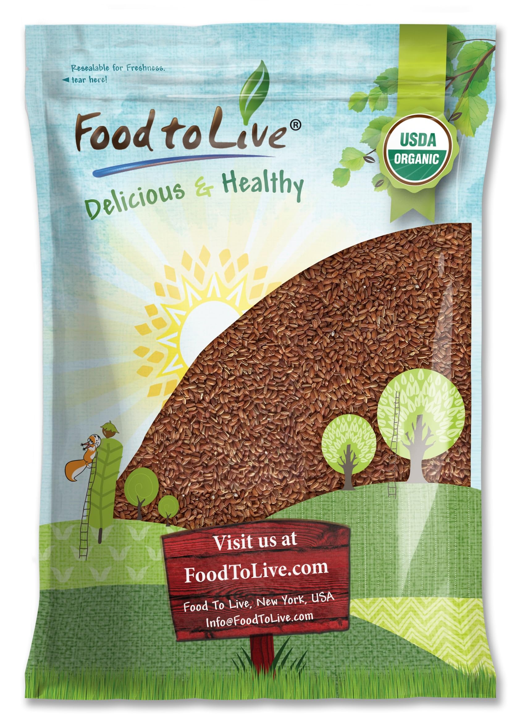Food to Live Organic Red Rice, 8 Pounds - Non-GMO, Whole Grain Variety, Non-Sticky, Vegan, Kosher. Source of Protein. Rich in Antioxidants. Great as Side Dish. Perfect for Pilafs, Stir-Fries