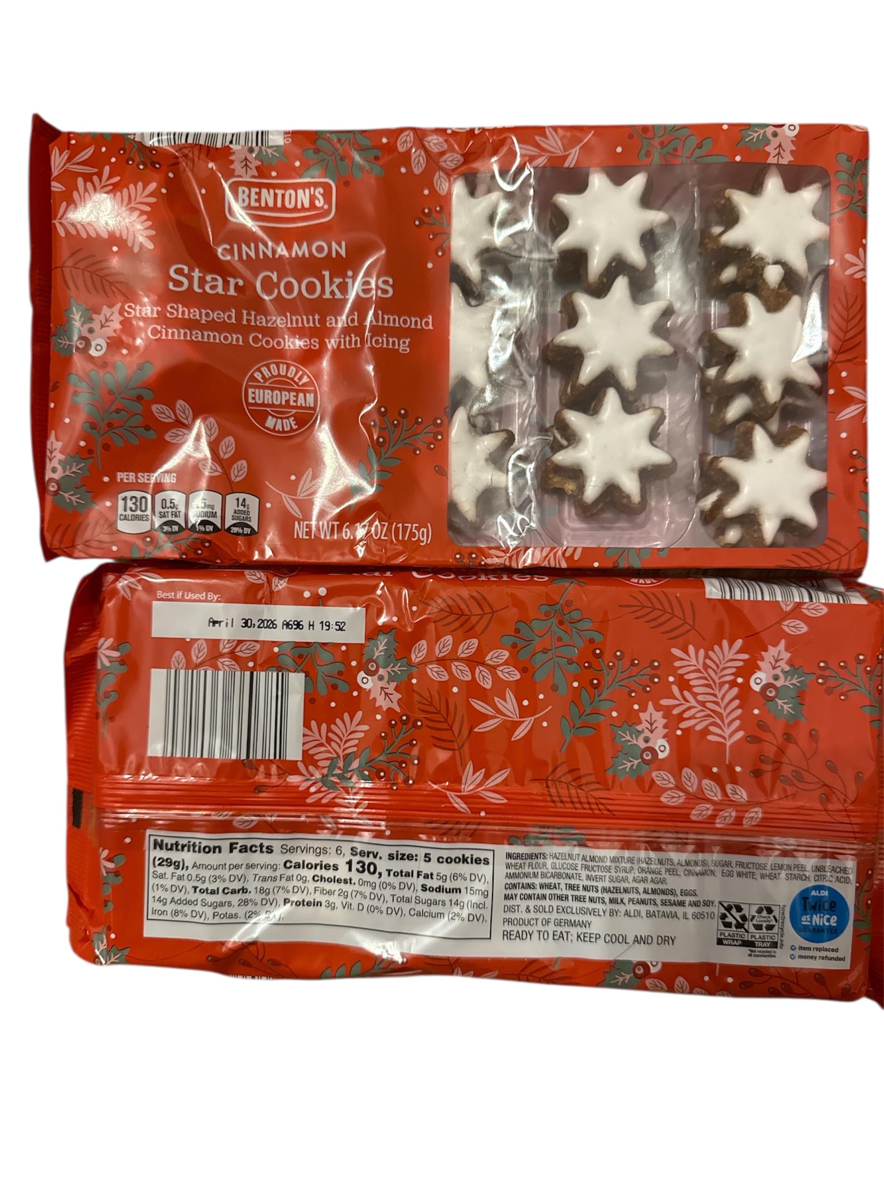 Bentons Cinnamon Star Cookies 6.17oz 175g (Two Bags)