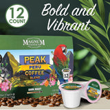 Magnum Exotics Coffee Peak Peru Blend - Dark Roast, 100% Arabica Coffee Pods, Fast Single Serve K Cups, Capsule Pods Compatible with Keurig - 12 Count