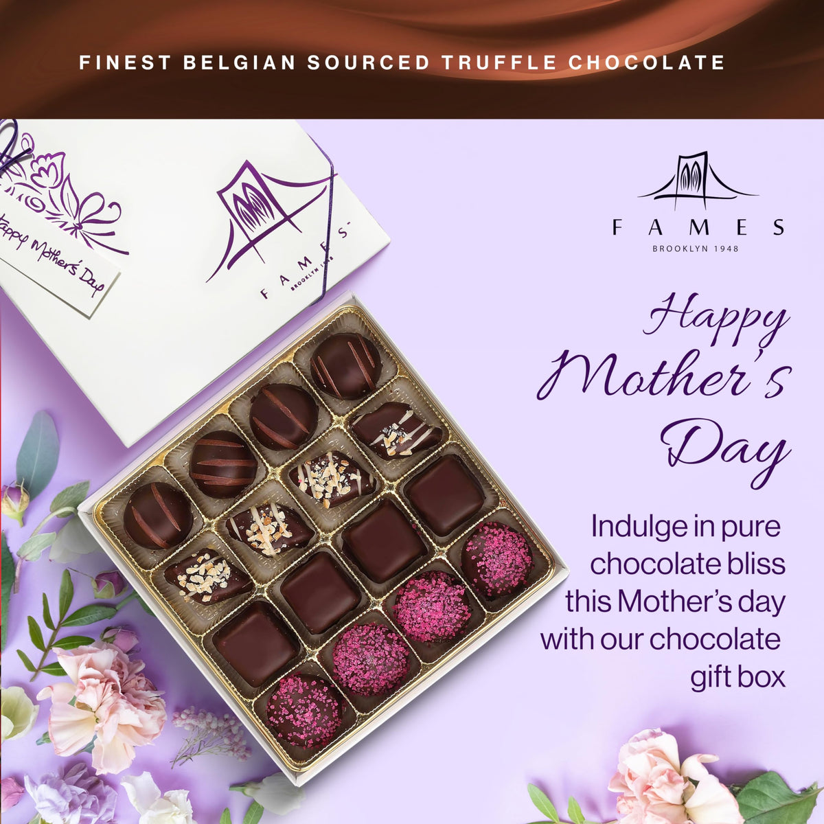 Box of Chocolates Gift for Mom - Kosher Dairy Free, Vegan Chocolate Gift Box - 16 Pc Handcrafted Truffle Candy Assortment - Mom Birthday
