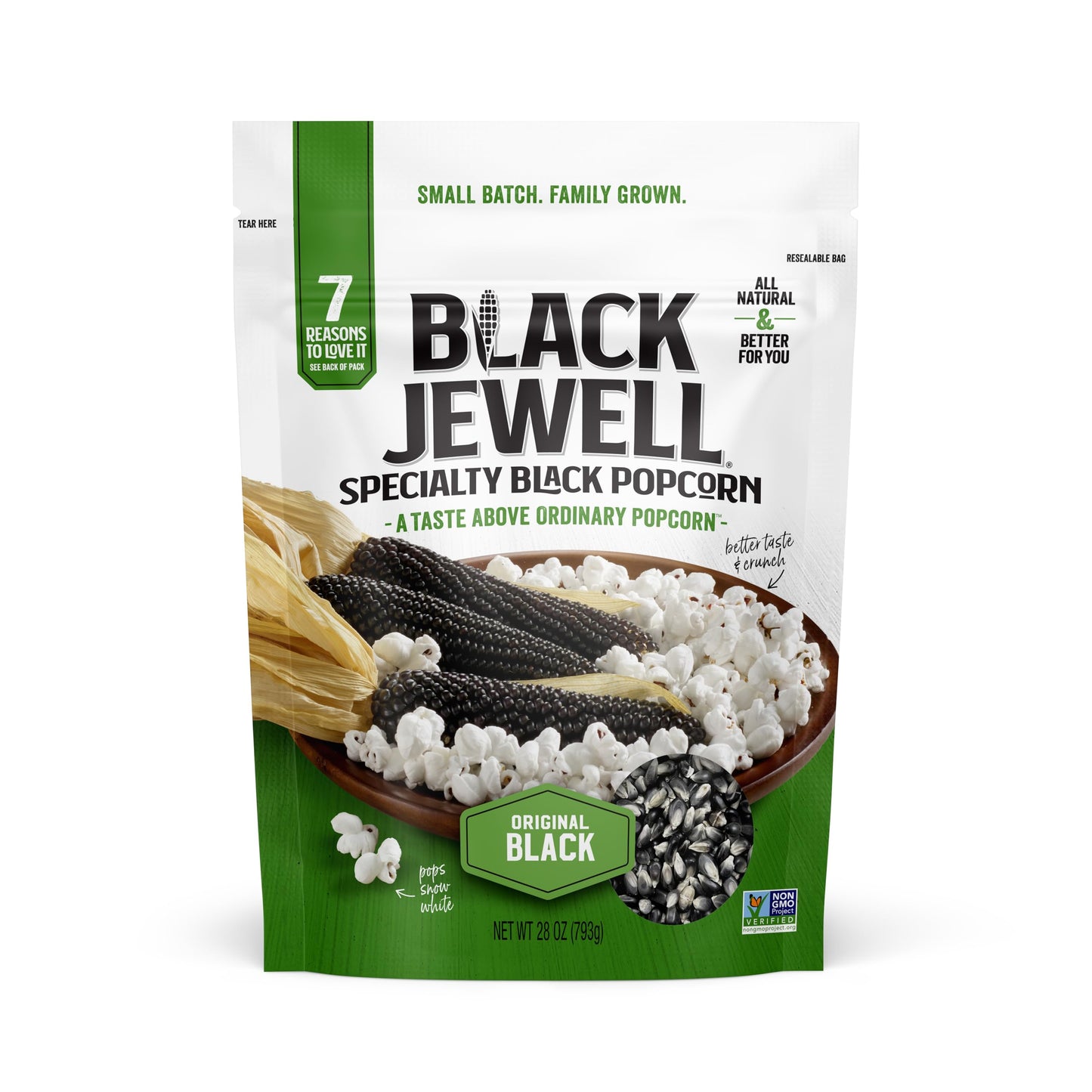 Black Jewell Unpopped Popcorn Kernels, Original Black, 28.35oz (Pack of 2)