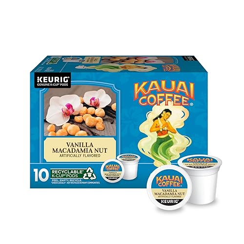 Kauai Coffee K-Cup Pods for Keurig Brewers - Arabica Coffee, 10% Hawaiian - Medium Roast, Vanilla Beans with Toasted Macabamia Nuts - Vanilla