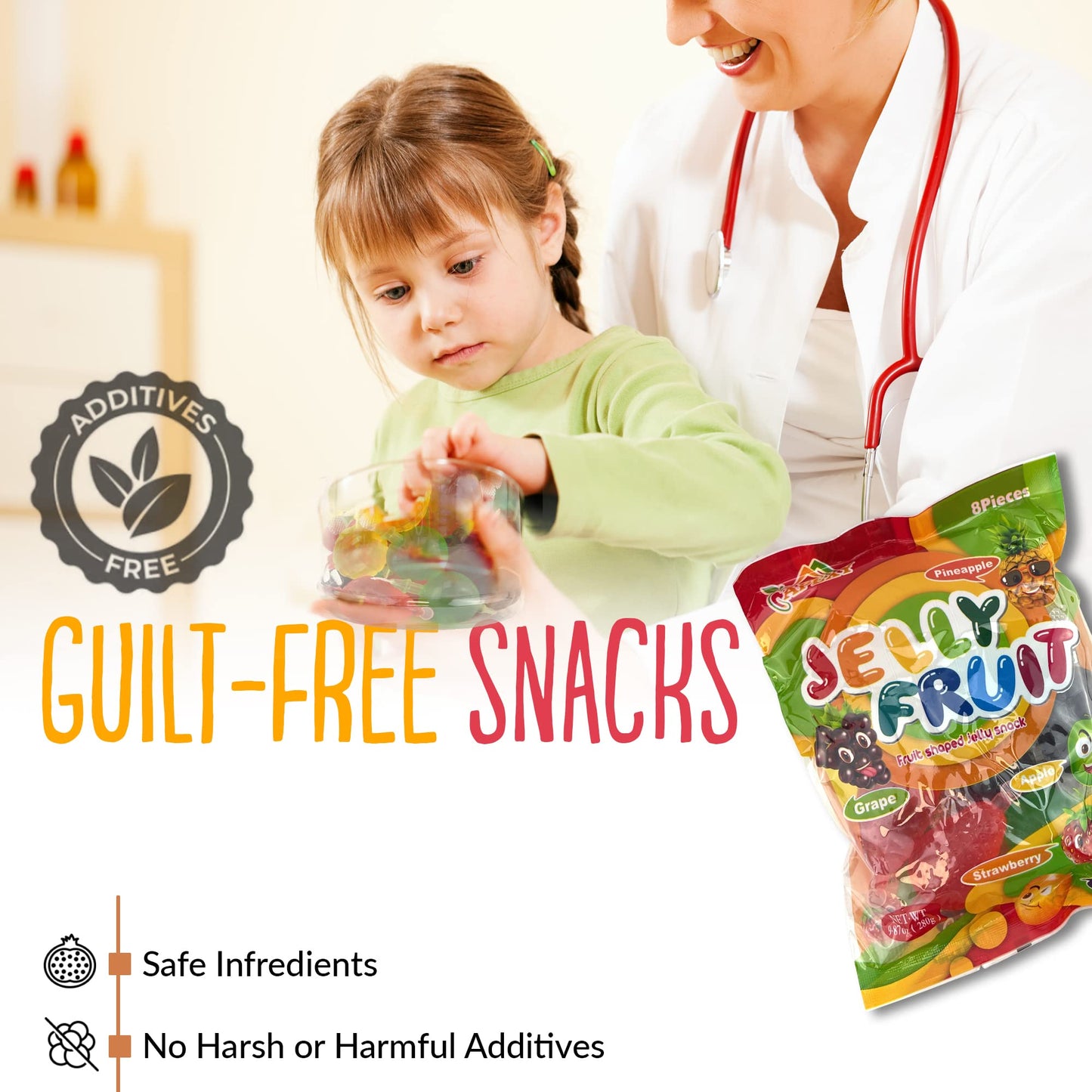 Apexy Jelly Fruit Candy - Assorted Fruit Flavors, Halloween Treat Juicy Chewy Gel Snacks, Kids & Adults Party Favors, Fun Treats for Goodie Bags