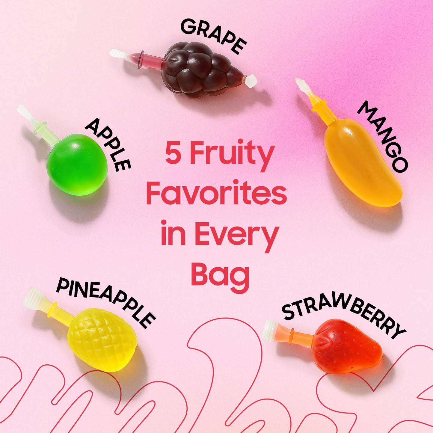 Fruit Jelly Candy 2 lbs | Mixed Fruit Jelly - Mango, Strawberry, Apple, Pineapple, and Grape | Popping Squeeze Jellies | Viral Candy from Tiktok |