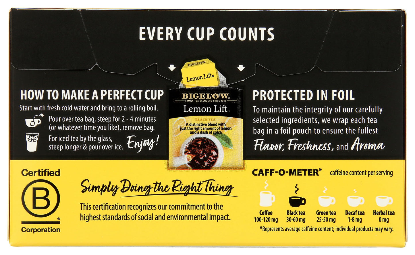 Bigelow Tea Lemon Lift Tea, 6 Count