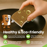Super Eco Natural Kitchen Sponges Pack of 12 - Biodegradable Compostable Cellulose & Coconut Scrubber Sponge with Non-Scratch - Long Lasting, Eco
