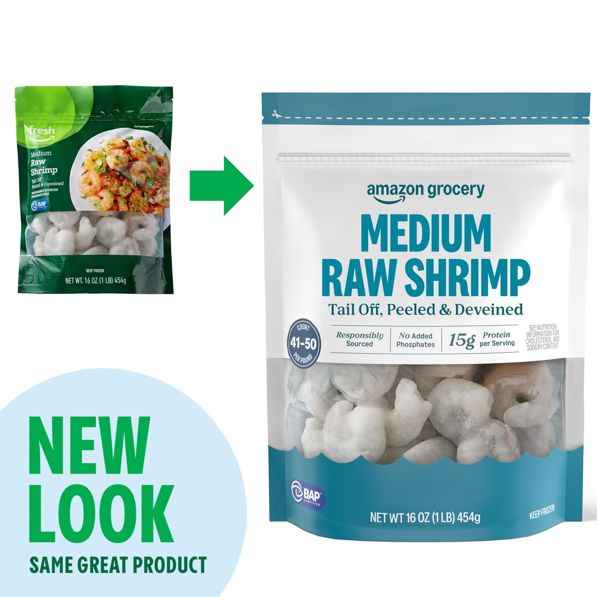 Amazon Grocery, Medium Raw Shrimp, 16 Oz