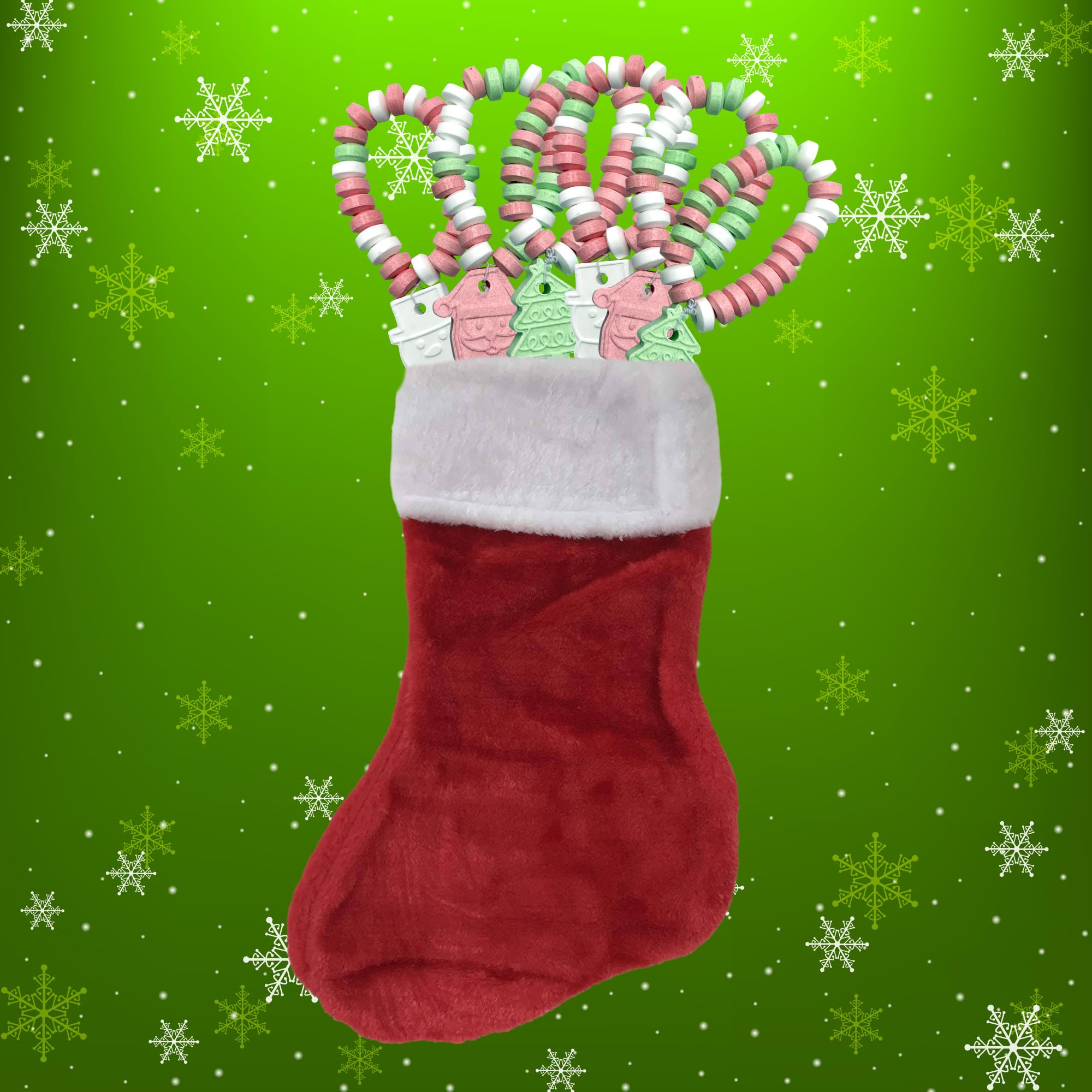 Christmas Candy Bracelets - Holiday Themed Candy for Kids - Bulk 24 Count Individually Wrapped Santa, Snowman, Christmas Tree Bracelets - Stocking