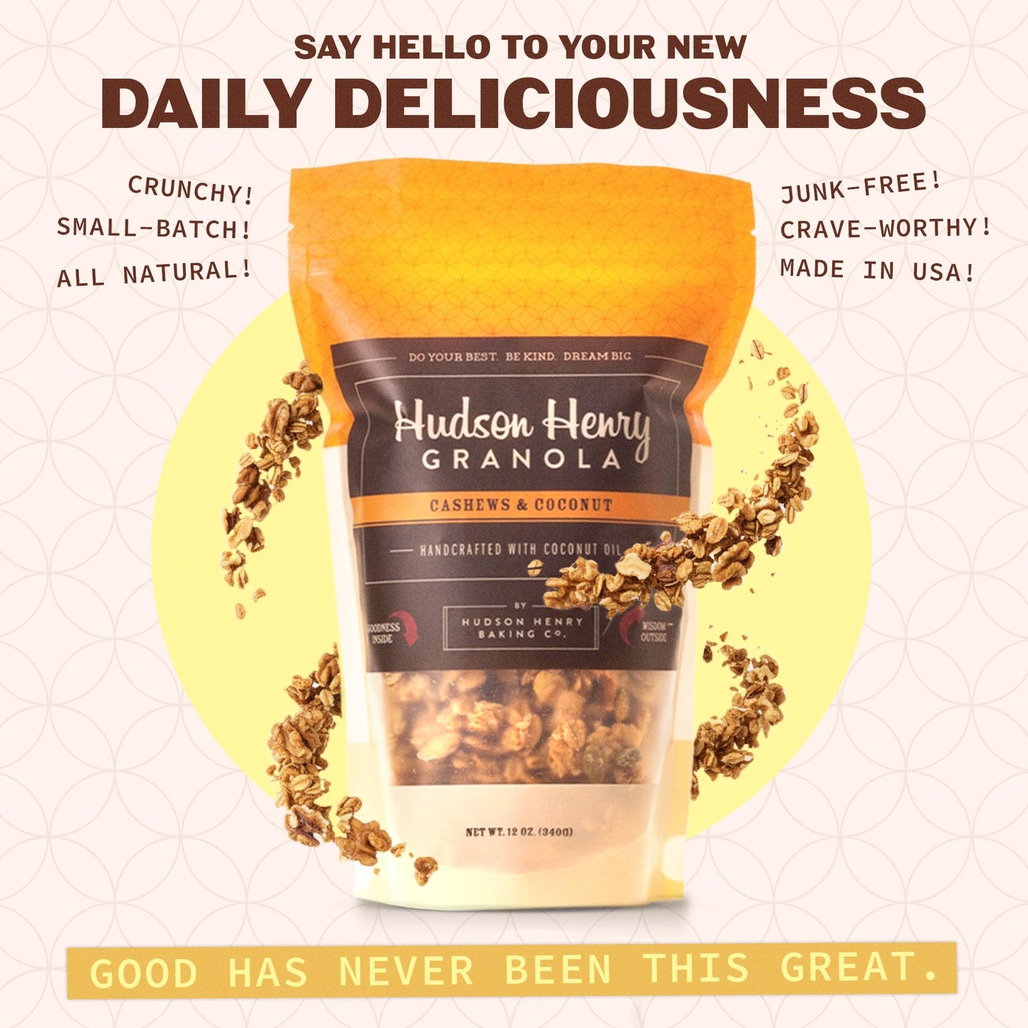 Hudson Henry Cashew Coconut Granola | Gluten Free Granola with Nuts and Seeds | Vegan, Non-GMO & Small Batch Baked with Pure Maple Syrup & Organic