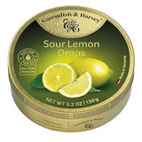 Cavendish & Harvey | Sour Lemon Hard Candy Drops | 5.3 Ounce Tin - 12 Pack