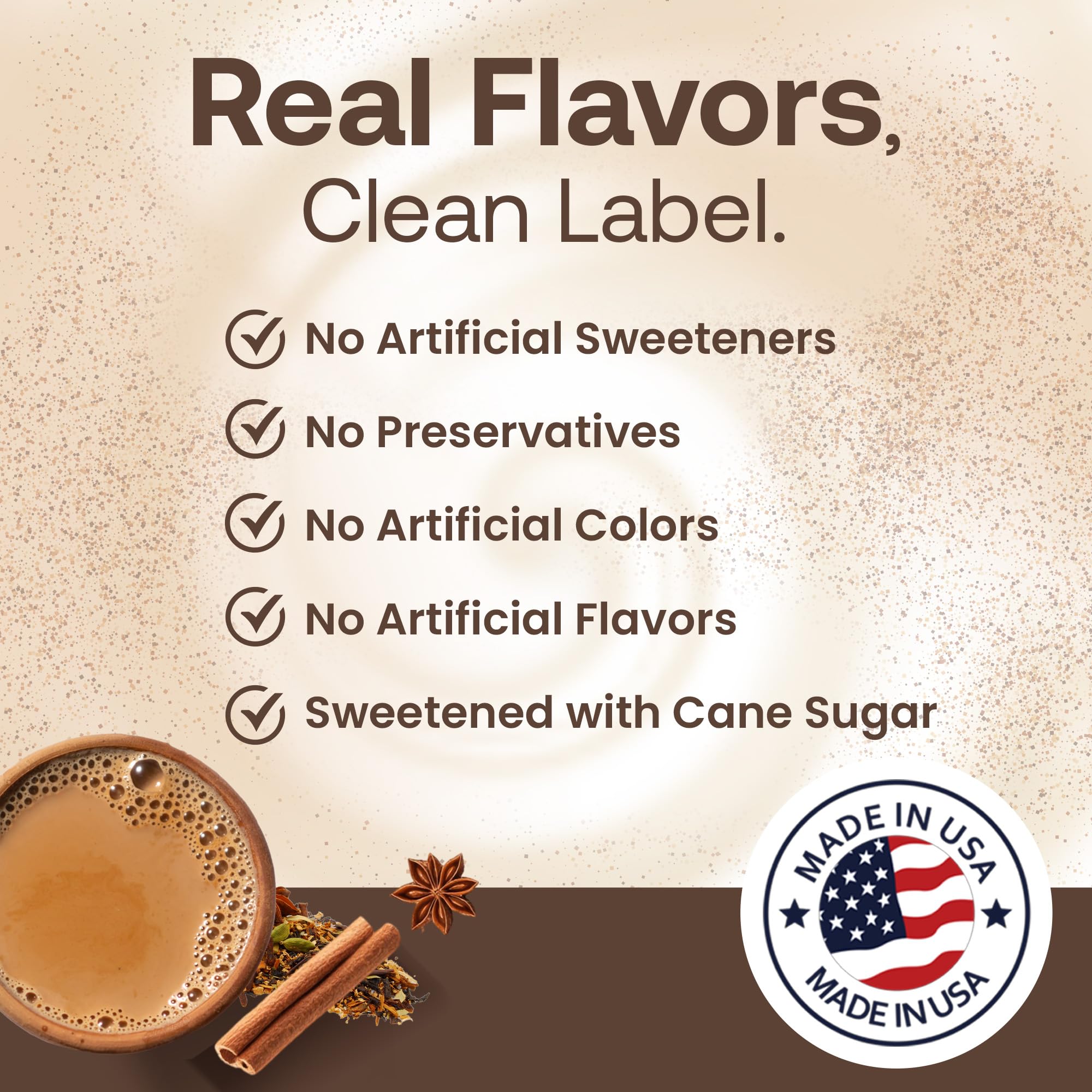 Café Essentials Classic Chai Frappe Mix - No Artificial Colors, Flavors, or Sweeteners - Shelf Stable - 62mg of Caffeine per Serving - Great for Hot