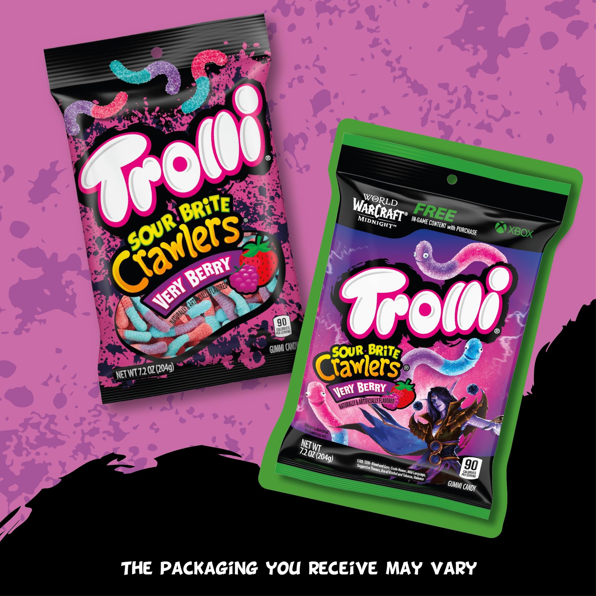 Trolli Sour Brite Crawlers Candy, Very Berry, Sweet and Sour, Gummy Worms, 7.2 oz