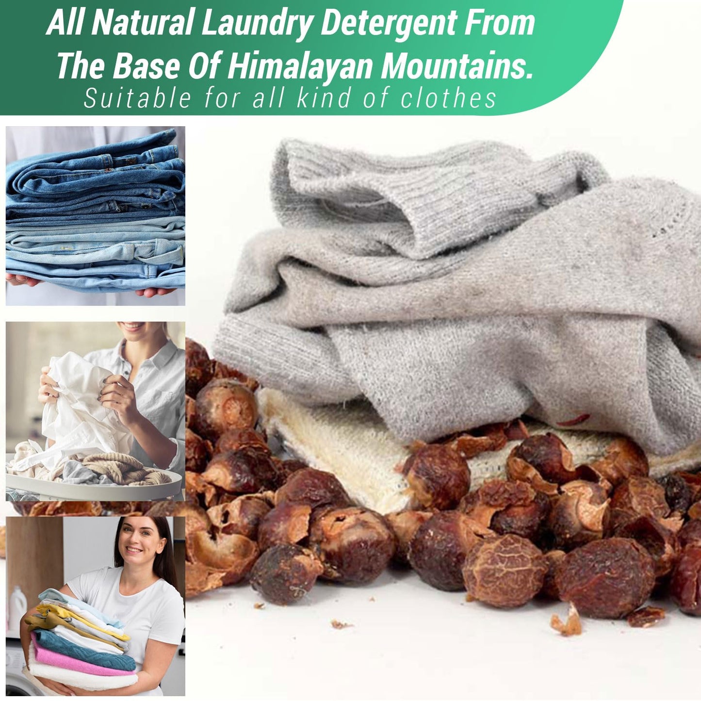 Cure With Pure Organic Soap Nuts Deseeded 1lb/450g With 1 Wash Bag Approx 180 Loads,Eco-friendly Soap Nuts Laundry Detergent,Chemical & Fragrance-free