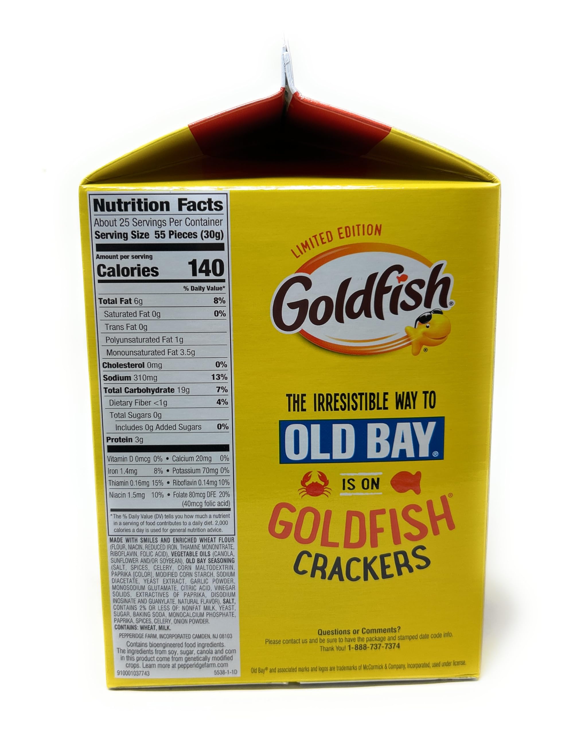 Pepperidge Farm Goldfish Crackers, Old Bay Seasoned, 27.3 Ounce Carton