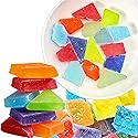 Rainbow Edible Gem Candies 8.8oz - Irregularly Shaped Japanese Amber Sugar Clusters, Vegan Gluten-Free ASMR Crispy Chewy Treats, Individually Wrapped