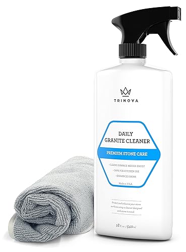 TriNova Granite Cleaner & Polish for Daily Use - Made in USA, Enhances Shine, Streak-Less - for Counter-Tops, Marble, Stone, Bathroom Tile Kitchen
