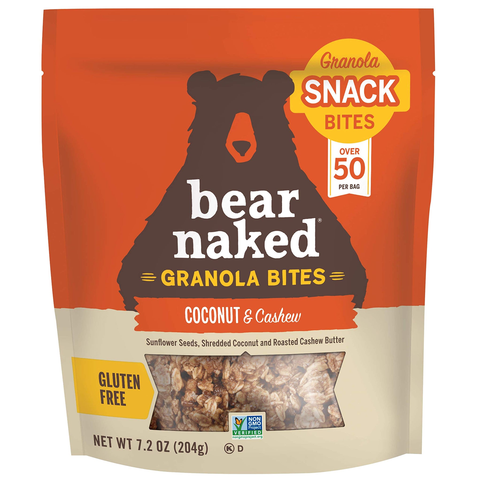 Bear Naked Granola Bites and Cashew Vegan and Gluten Free Snacks oz Bag, coconut, 7.2 Ounce