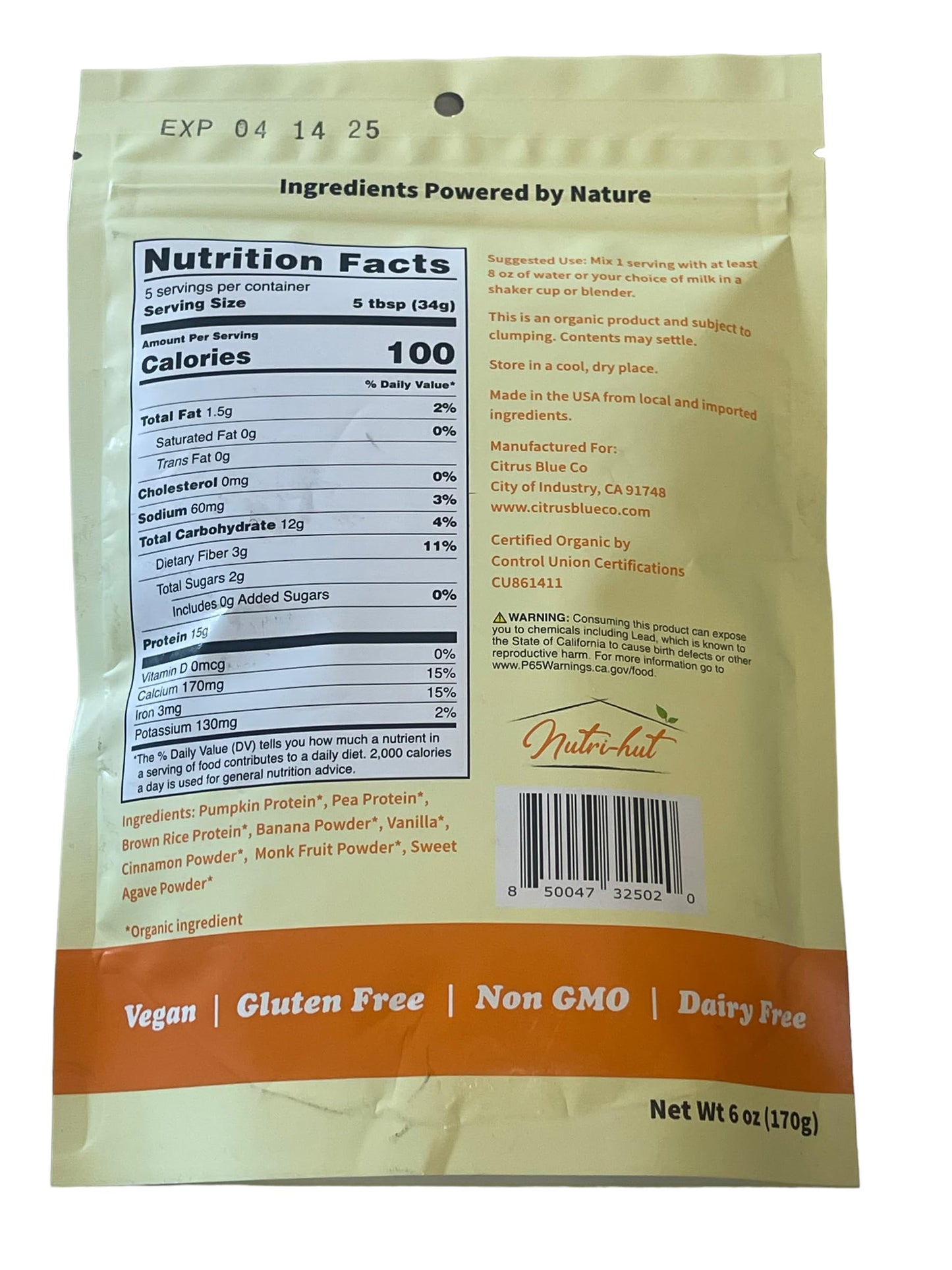 Banana Flavored Plant Based Protein